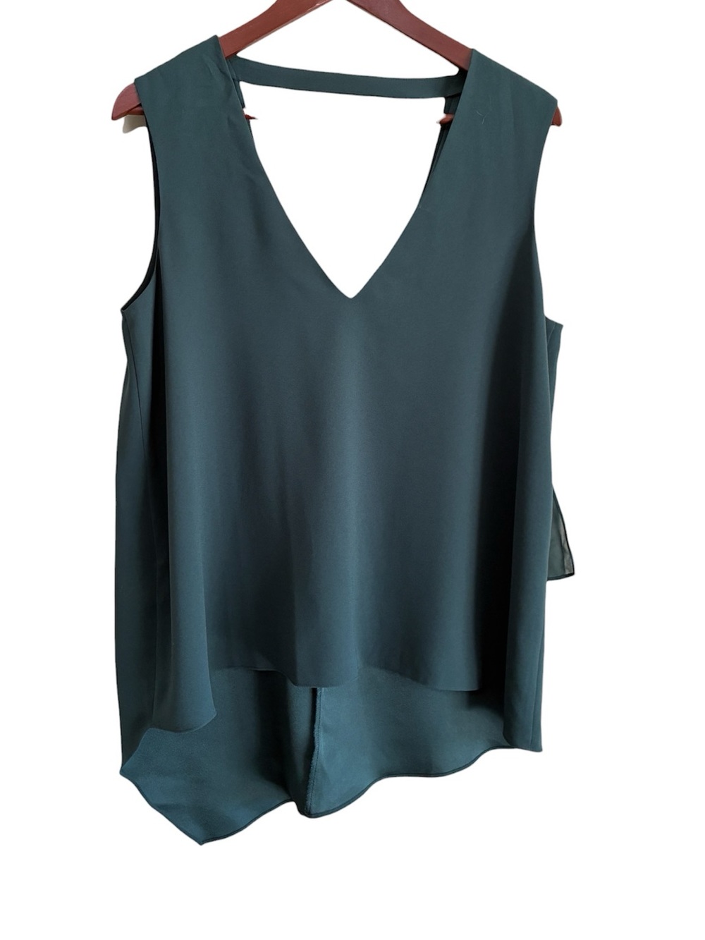 BCBGMaxAzria NWT Women's Green Layered Back Tank Top Size Large NEW
